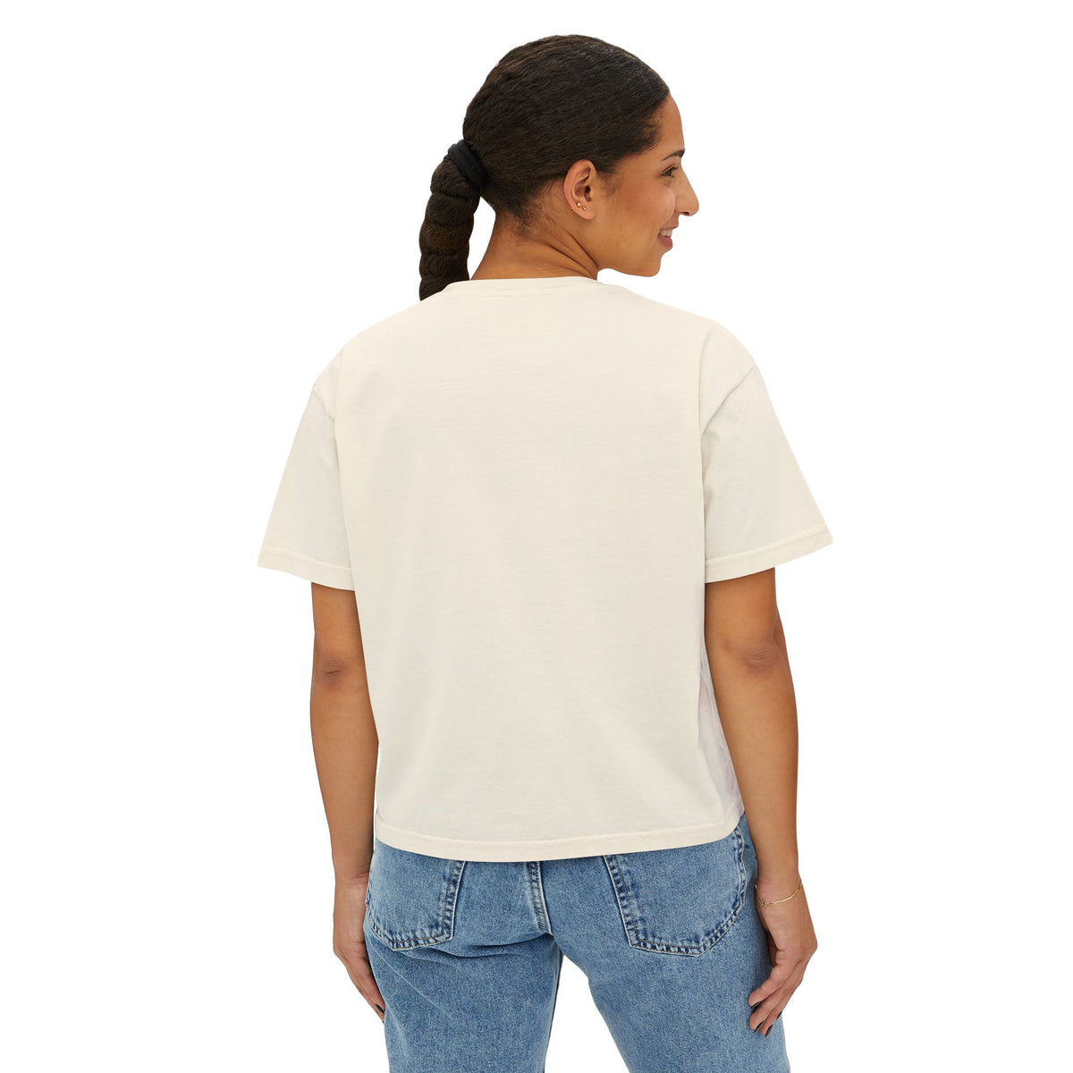 Print on Demand, Women's Boxy Tee — Minimal Cropped Crewneck T-Shirt