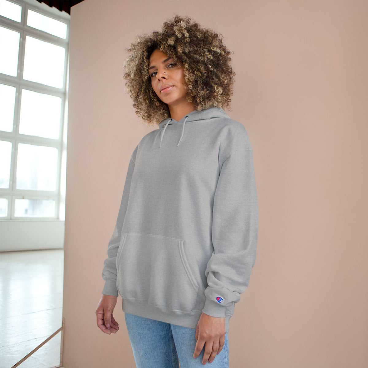 Print on Demand, Minimal 'Votre Marque' Champion Hoodie — Classic Grey Pullover