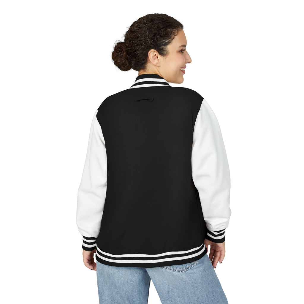 Print on Demand, Gold Crest Letterman Jacket — Classic Black & White Varsity Jacket