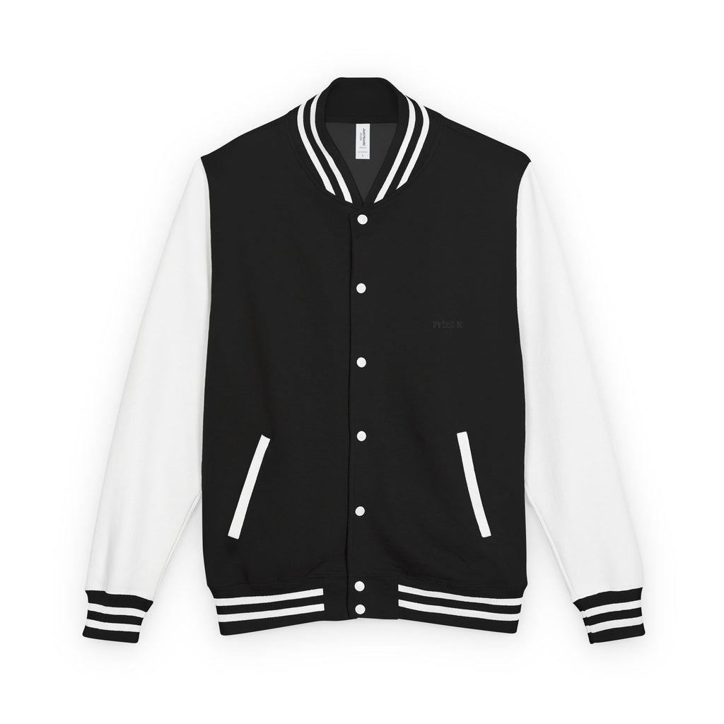 Print on Demand, Gold Crest Letterman Jacket — Classic Black & White Varsity Jacket