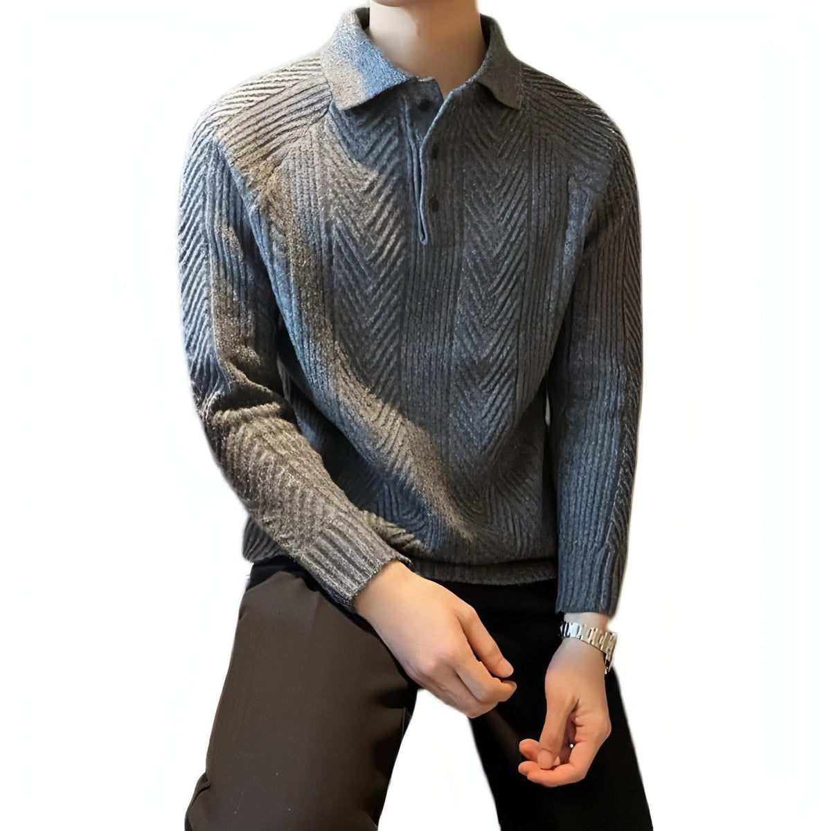 Chandail thermique col polo pour homme