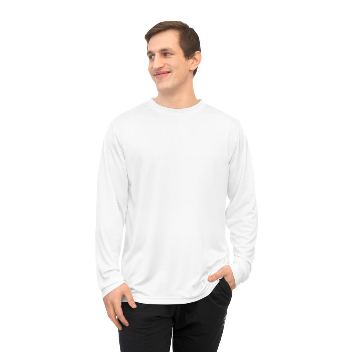 Print on Demand, Performance Long Sleeve Shirt — Minimal Olive Square Design