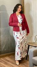 Ensemble Robe à Fleurs et Veste Ajustée pour Femme