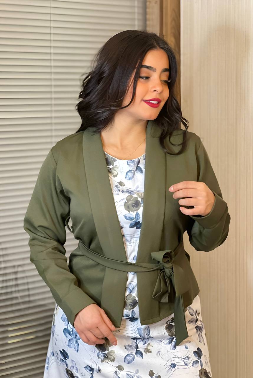 Ensemble Robe à Fleurs et Veste Ajustée pour Femme