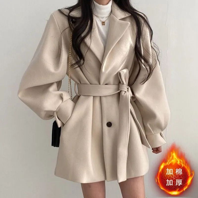 Manteau Rétro Ajusté à Ceinture – Élégance Classique