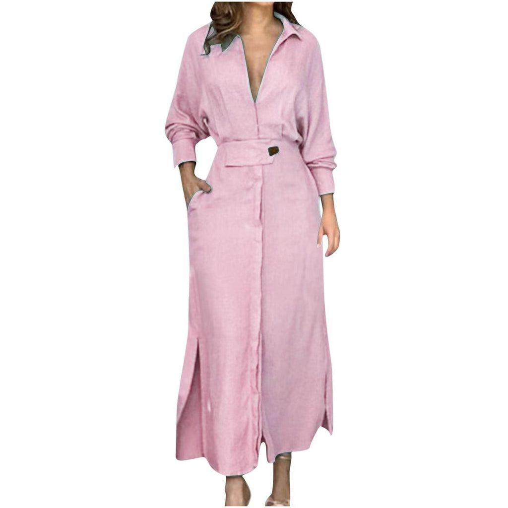 Robe Longue Style Chemise Fluide – Confort & Élégance