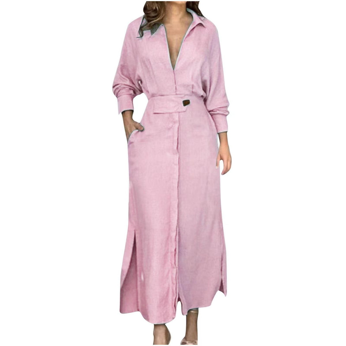 Robe Longue Style Chemise Fluide – Confort & Élégance