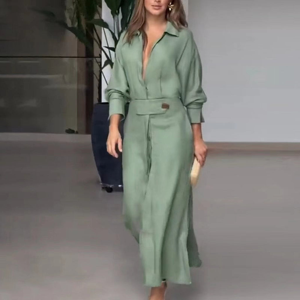 Robe Longue Style Chemise Fluide – Confort & Élégance