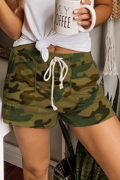 Short Décontracté Camouflage à Cordon